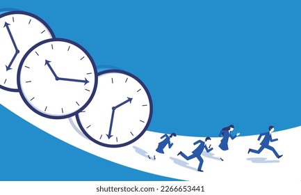 Ilustración de un empresario presionado por el tiempo, vector