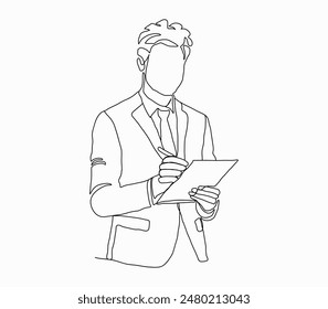 illustration of businessman or professional person,  line art vector with simple Japanese cartoon style.
