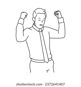 illustration of businessman or professional person. working man line art vector with simple japanese cartoon style