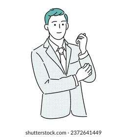 illustration of businessman or professional person. working man line art vector with simple japanese cartoon style