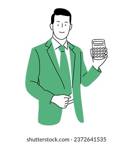 illustration of businessman or professional person. working man line art vector with simple japanese cartoon style