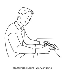 illustration of businessman or professional person. working man line art vector with simple japanese cartoon style