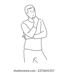 illustration of businessman or professional person. working man line art vector with simple japanese cartoon style