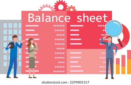 Illustration of a businessman reading a balance sheet