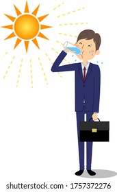 Illustration of a businessman rehydrating.