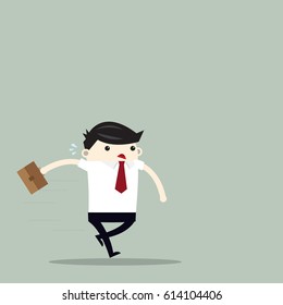 illustration of a businessman running with briefcase, business, energetic, dynamic concept