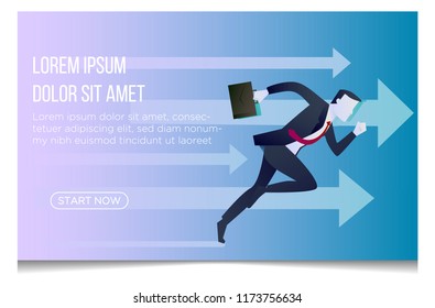 Illustration of businessman running follow the direction, Concept business 