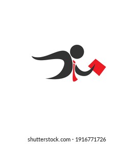 illustration of a businessman running reaching the star with briefcase, business, energetic, dynamic concept