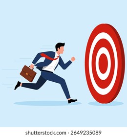 Illustration of a Businessman Running Towards a Target