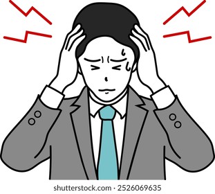 Illustration of a businessman with a severe headache