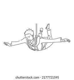 Illustration of a businessman skydiving (white background, vector, cut out)