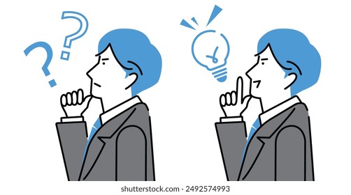 Illustration of businessman solving problem from doubts