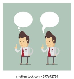 Illustration of businessman with speech bubble. Vector