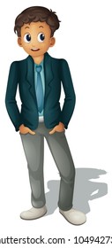 Illustration of businessman standing on white