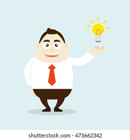 Illustration of businessman is standing and showing idea. Vector illustration flat style.