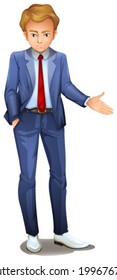 Illustration of a businessman standing wearing a formal attire on a white background