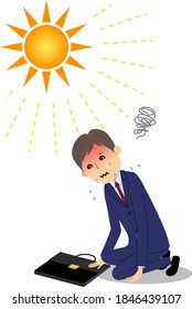 It is an illustration of a businessman suffering from heat stroke.