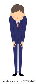 It is an illustration of a businessman in a suit to bow.
