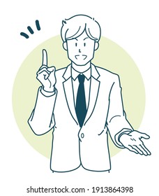 Ilustración de un hombre de negocios con un traje que explica algo
