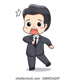 illustration of a businessman with a surprised expression Cute kawaii chibi character design