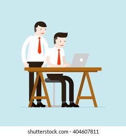 Illustration of businessman team are working. Vector illustration flat style.