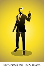 Una ilustración de un empresario tocando la pantalla virtual vacía