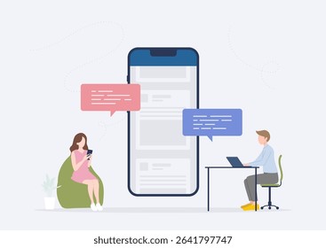 Illustration of a businessman using direct marketing and direct mail