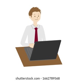 Illustration of a businessman using a laptop