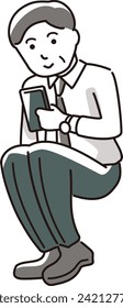 Ilustración de un hombre de negocios usando un smartphone