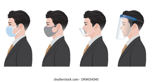 Illustration of a businessman. Virus infection countermeasures.