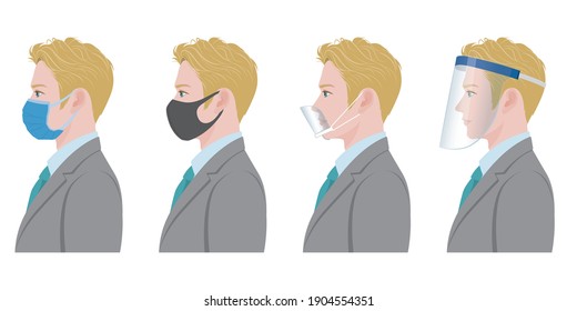 Illustration of a businessman. Virus infection countermeasures.