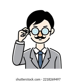 Illustration of a businessman wearing goofy toy glasses.