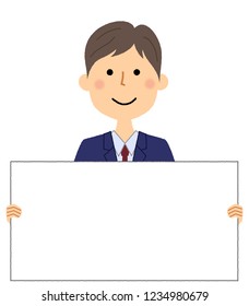 An illustration of the businessman with the white board.