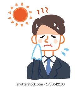 Illustration of a businessman who got heat stroke