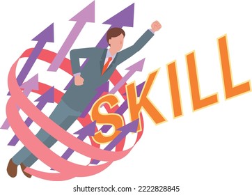 Illustration of a businessman who improves his skills