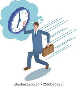 Illustration of a businessman who is likely to be late