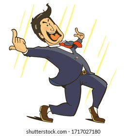 Illustration of a businessman who is most pleased. Vector illustration on white background.
