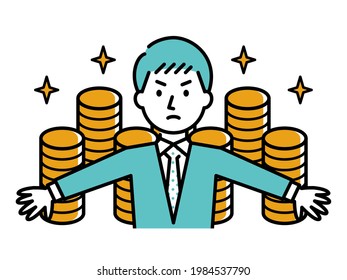 Illustration of a businessman who protects money