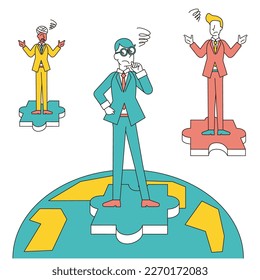 It is an illustration of a businessman who is in trouble because business matching does not go well.