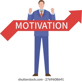 Illustration of a businessman whose motivation is boosted