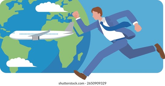 Ilustração de empresário trabalhando no exterior