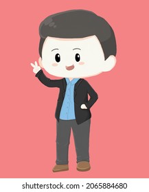 Illustration Businessman working character. Vector design. chibi character