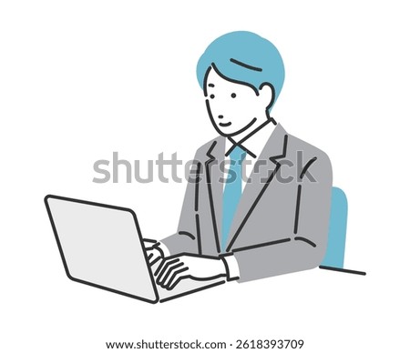 Illustration of a businessman working at a computer.