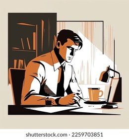 Illustration of a businessman. Working with a flat design.