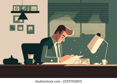 Illustration of a businessman. Working with a flat design.