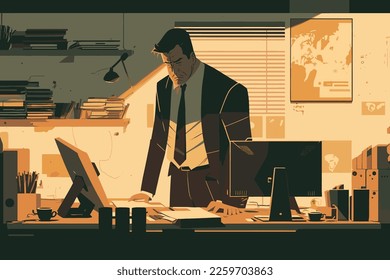 Illustration of a businessman. Working with a flat design.