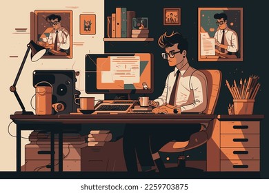 Illustration eines Geschäftsmanns. Arbeiten mit einem flachen Design.
