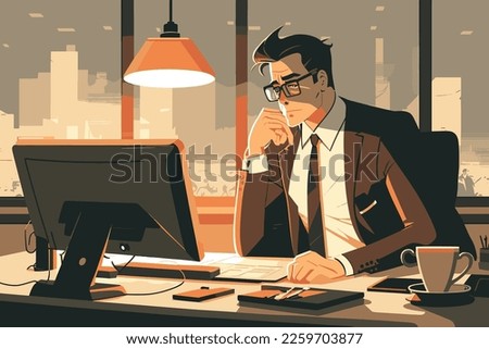 Illustration of a businessman. Working with a flat design.