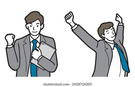 Illustration of a businessman working hard.