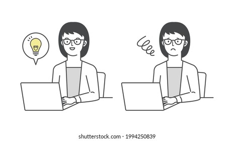 Illustration of a businessman working on a personal computer. 